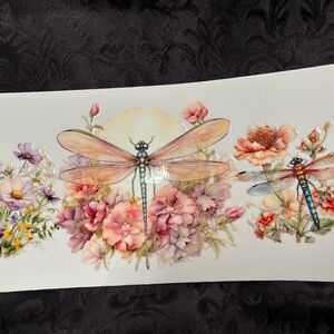 Set of 4 UVDTF Floral Dragonfly